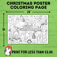 Load image into Gallery viewer, Christmas Coloring Poster for Kids | Coloring Pages for Kids | Kids Poster | Digital download | Christmas Activity | Christmas Printable
