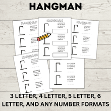 Load image into Gallery viewer, Hangman Printable for Kids | Kids Games | Pencil and Pen Games | Kids Printables | Kids Activities | Guess the Word | Word Games
