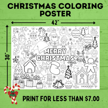 Load image into Gallery viewer, Christmas Coloring Poster for Kids | Coloring Pages for Kids | Kids Poster | Digital download | Christmas Activity | Christmas Printable
