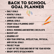 Load image into Gallery viewer, School Goal Planner for Kids | Kids Goals | Goals for Kids | Printables for Kids | Planner for Kids | School Planner | Digital Planner
