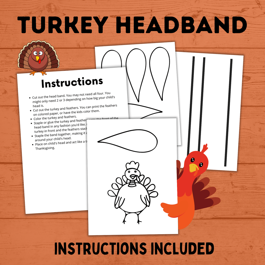 Kid's Turkey Headband Template