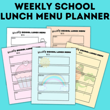 Load image into Gallery viewer, Weekly School Lunch Menu Planners
