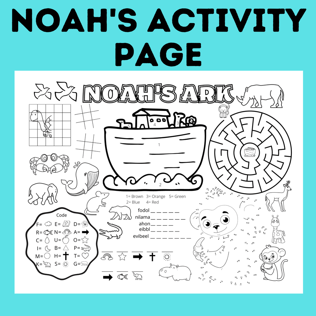 Noah's Coloring Page for Sunday School for Kids