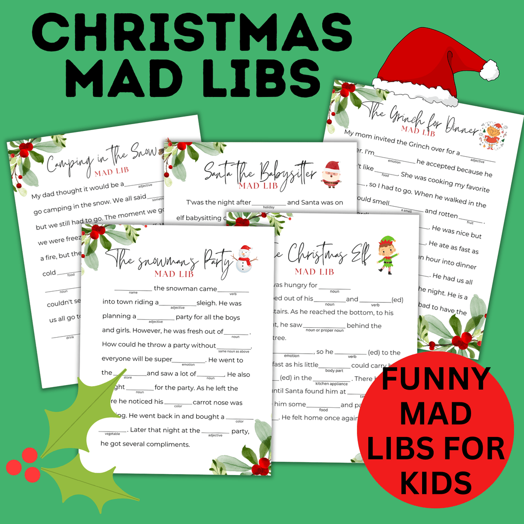 Christmas Mad Libs for Kids | Kids Printables | Christmas Game | Christmas Activity