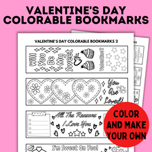 Load image into Gallery viewer, Valentine&#39;s Day Colorable Bookmarks | Coloring Pages | Valentine&#39;s Day
