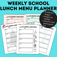 Load image into Gallery viewer, Weekly School Lunch Menu Planners
