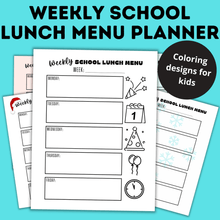 Load image into Gallery viewer, Weekly School Lunch Menu Planners
