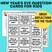 Load image into Gallery viewer, New Year&#39;s Eve Question Cards for Kids
