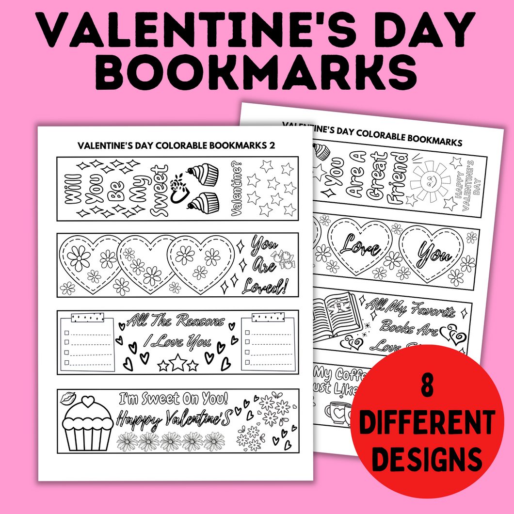 Valentine's Day Colorable Bookmarks | Coloring Pages | Valentine's Day