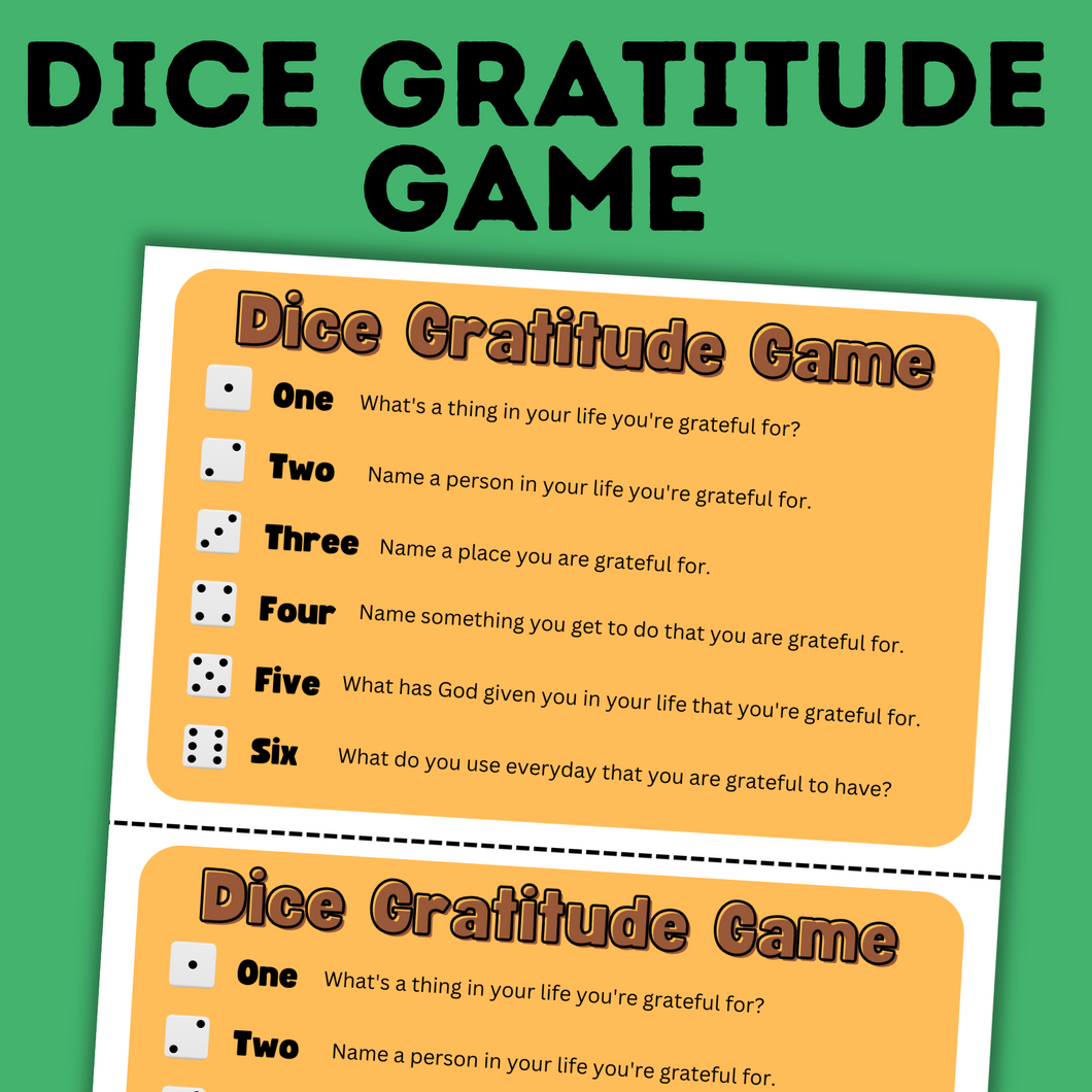 Thanksgiving Game | Thanksgiving Dice Gratitude Game