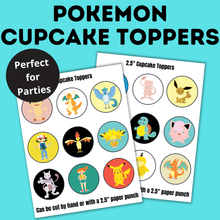 Load image into Gallery viewer, Pokemon Cupcake Toppers for Kids Party
