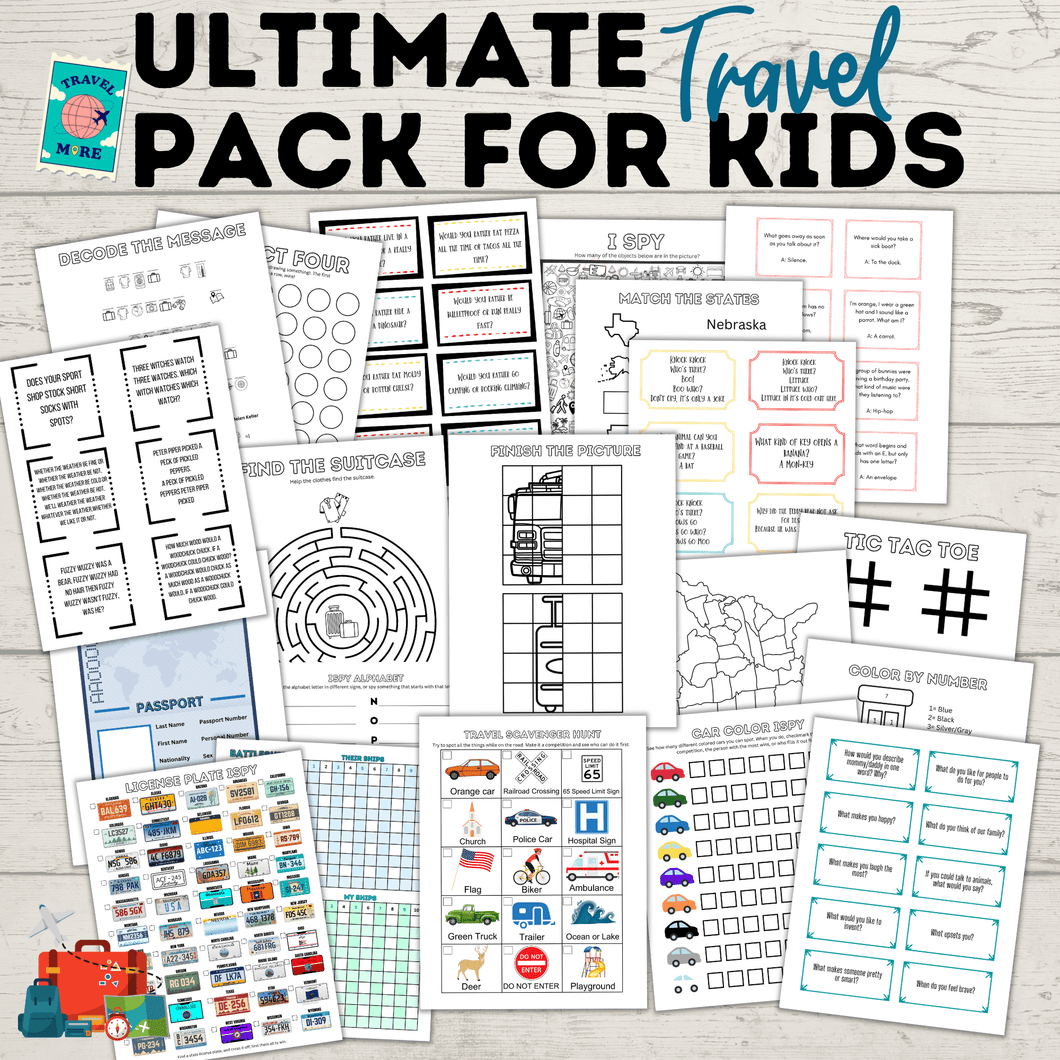 Ultimate Travel Bundle for Kids and Family | Travel Games | Travel Activities | Travel Printables | Family Travel | Kids Games
