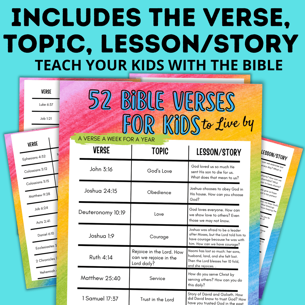 52 Bible Verses for Kids to Live by | Bible Scriptures for Kids