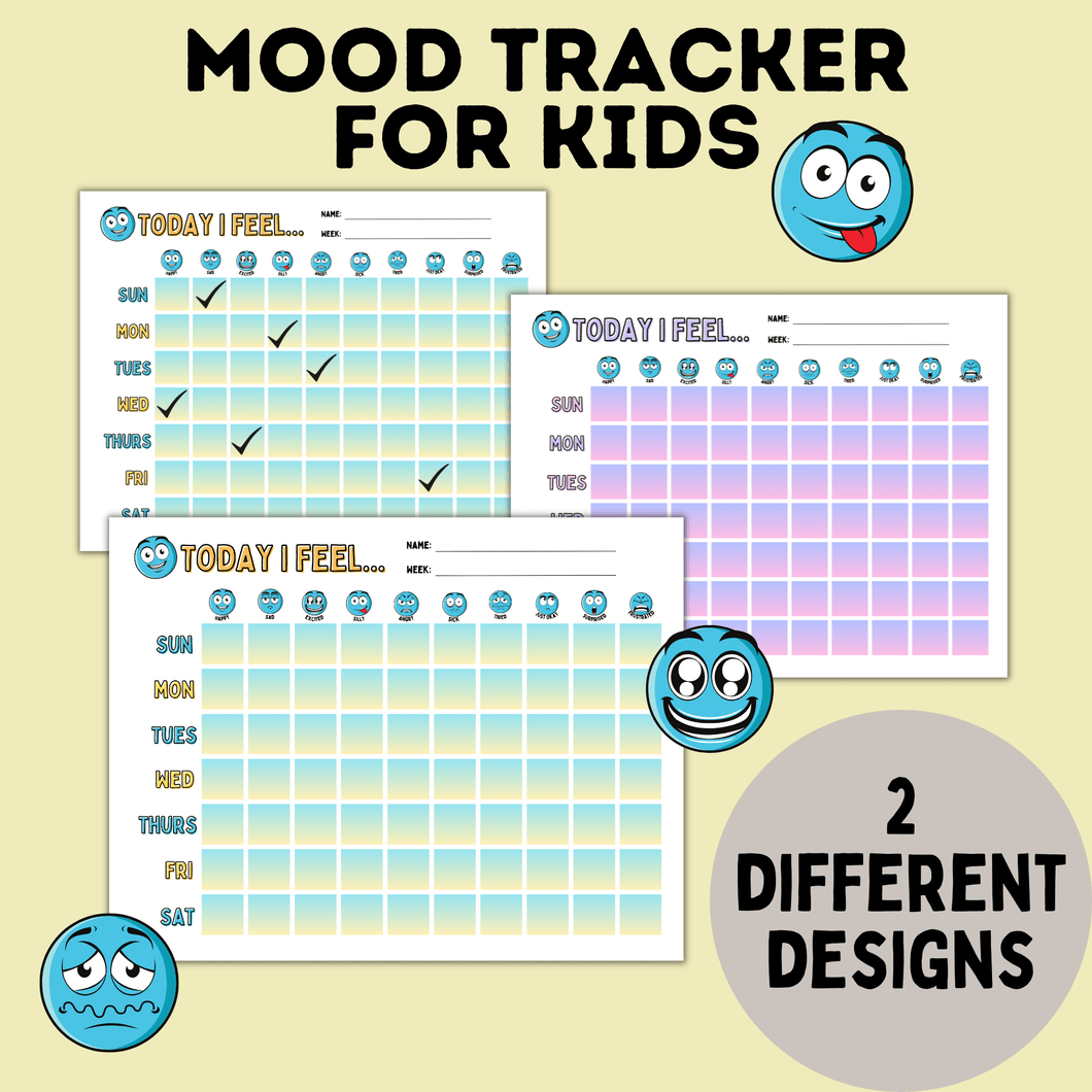 Kid's Mood Tracker and Emotion Tracker Chart