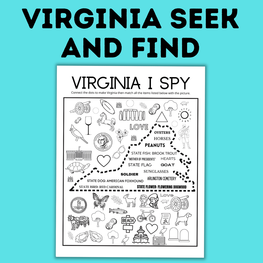 Virginia Seek and Find for Kids | I spy for Kids