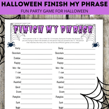 Load image into Gallery viewer, Halloween Finish my Phrase game for Kids and Family
