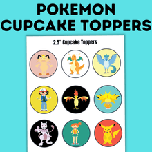 Load image into Gallery viewer, Pokemon Cupcake Toppers for Kids Party
