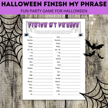 Load image into Gallery viewer, Halloween Finish my Phrase game for Kids and Family
