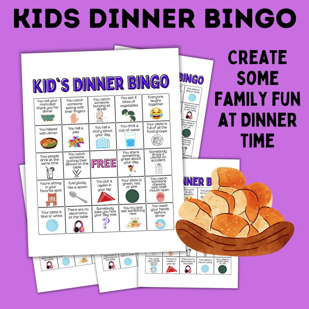 Kid's Dinner Bingo | Dinner Activities