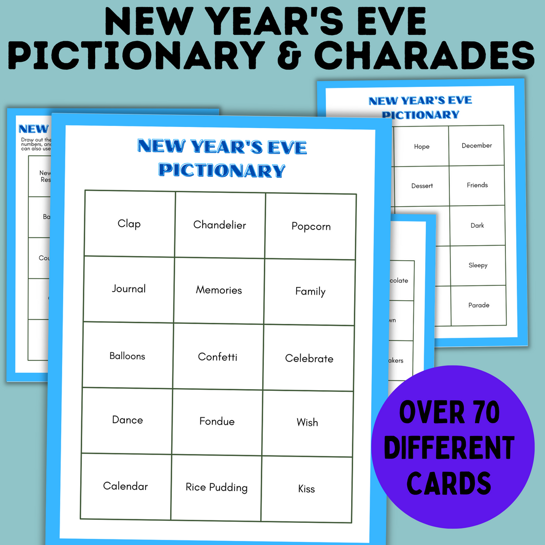 New Year's Eve Pictionary and Charades for Kids | Family Game | Classroom Game