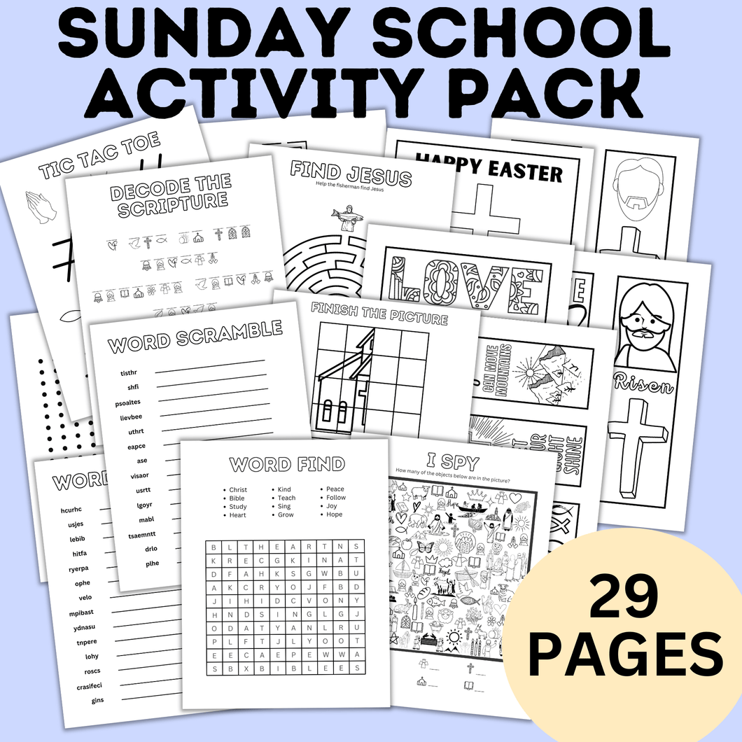 Sunday School Activity Fun Pack | Sunday School Printables | Church Activities