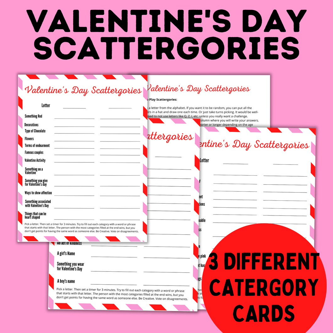 Valentine's Day Scattergories for Kids and Family
