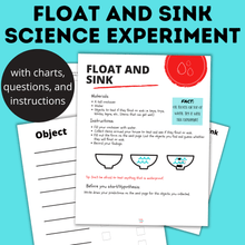 Load image into Gallery viewer, Float and Sink Science Experiment for Kids | Science Activities | STEM Activities | Science Crafts | Learning Activities | Science for Kids
