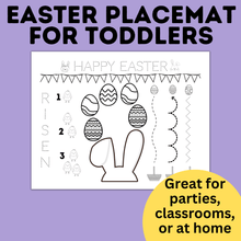 Load image into Gallery viewer, Easter Toddler Placemat | Coloring and Activity Sheet for Toddlers and Preschoolers
