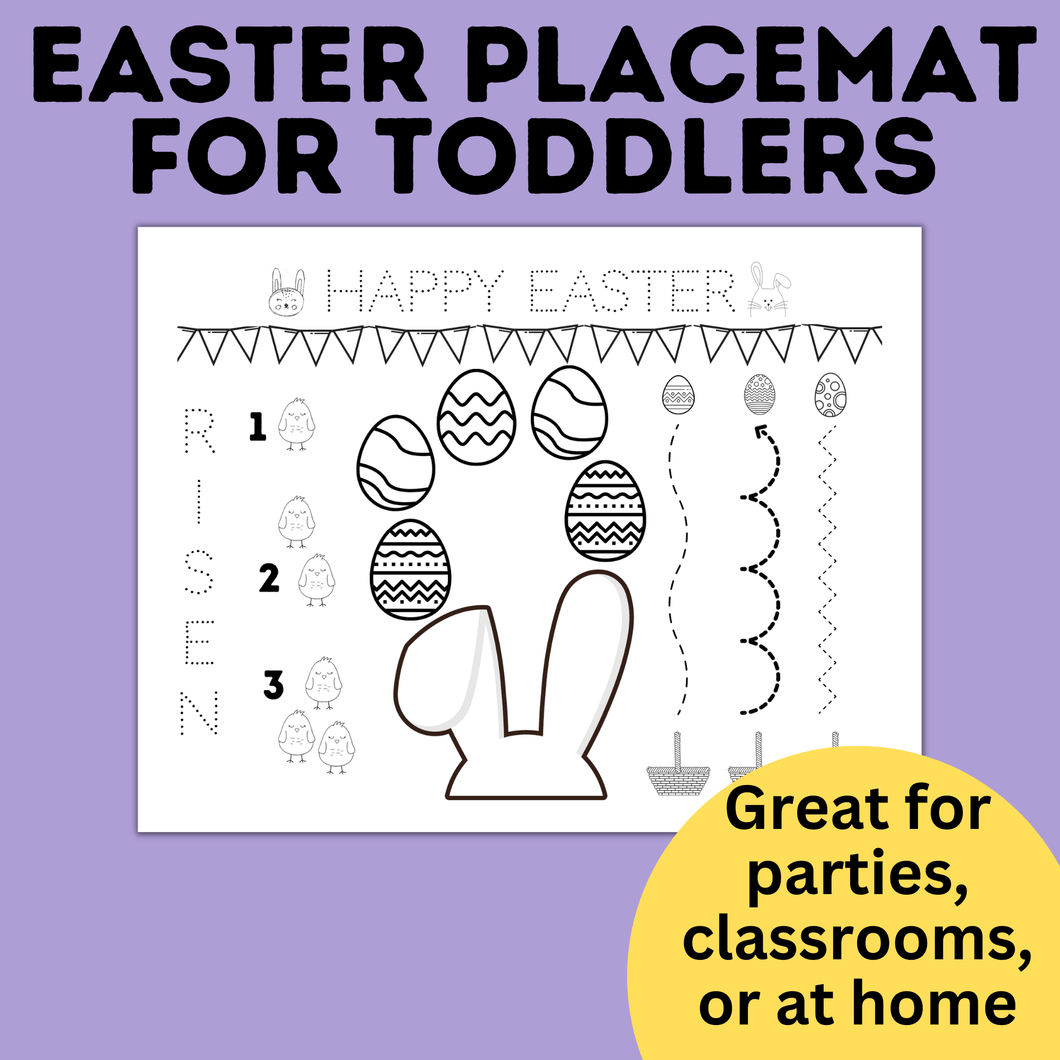 Easter Toddler Placemat | Coloring and Activity Sheet for Toddlers and Preschoolers