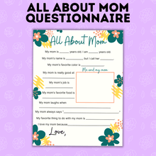Load image into Gallery viewer, Mother&#39;s Day Questionnaire | Mother&#39;s Day Gift | Gift Ideas for Moms
