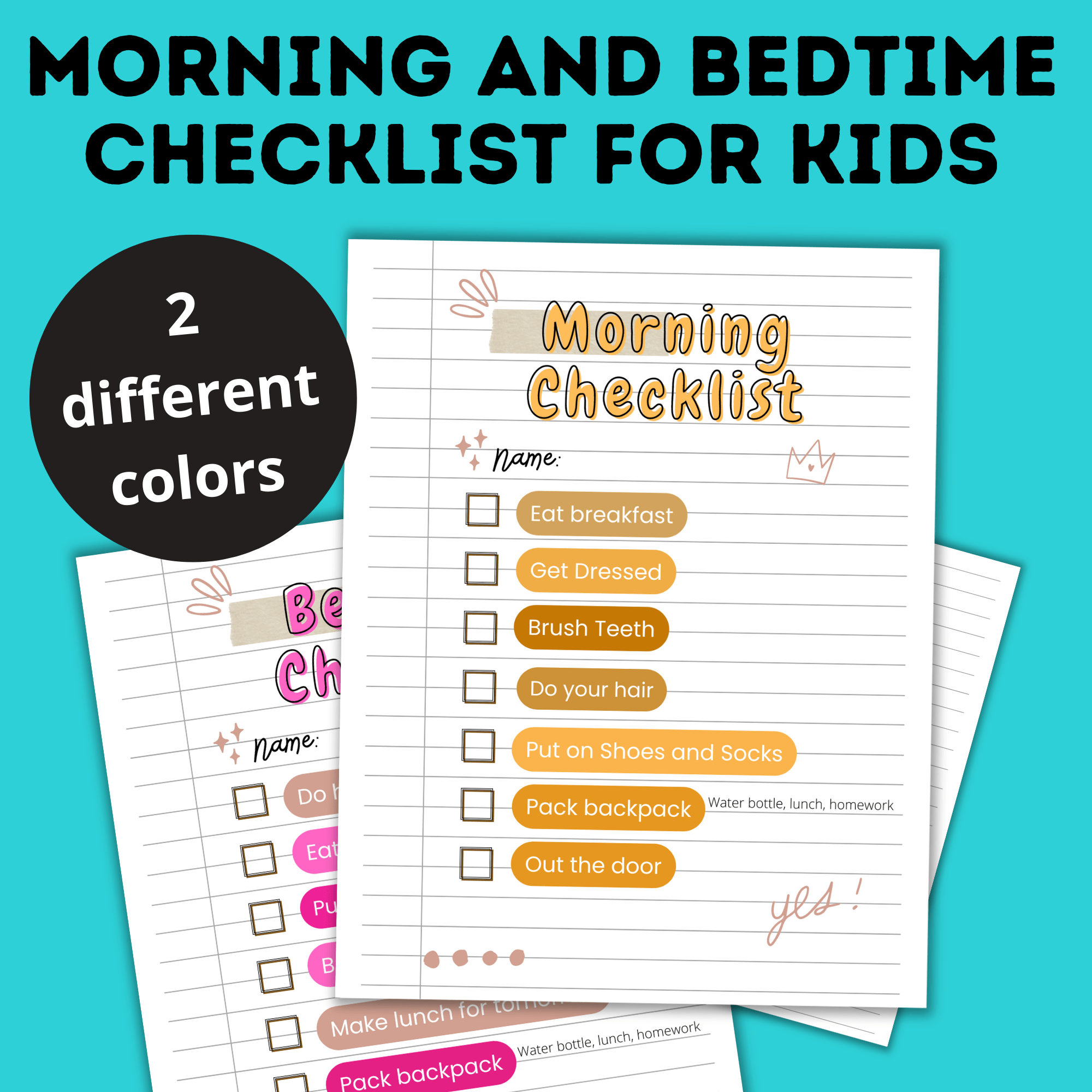 Kids Daily Routine Checklist | Bedtime and Morning – Paper Scissors ...