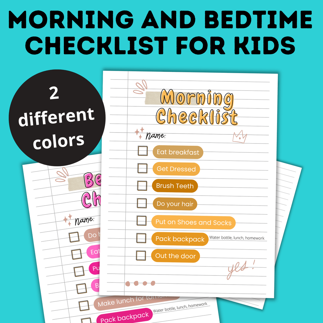 Kids Daily Routine Checklist | Bedtime and Morning