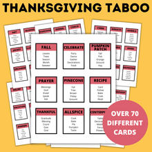 Load image into Gallery viewer, Thanksgiving Taboo for Kids and Family | Kids Games
