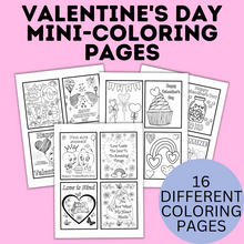 Load image into Gallery viewer, Valentine&#39;s Mini Coloring Pages for Kids
