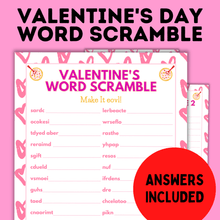 Load image into Gallery viewer, Valentine&#39;s Day Word Scramble | Kids Game
