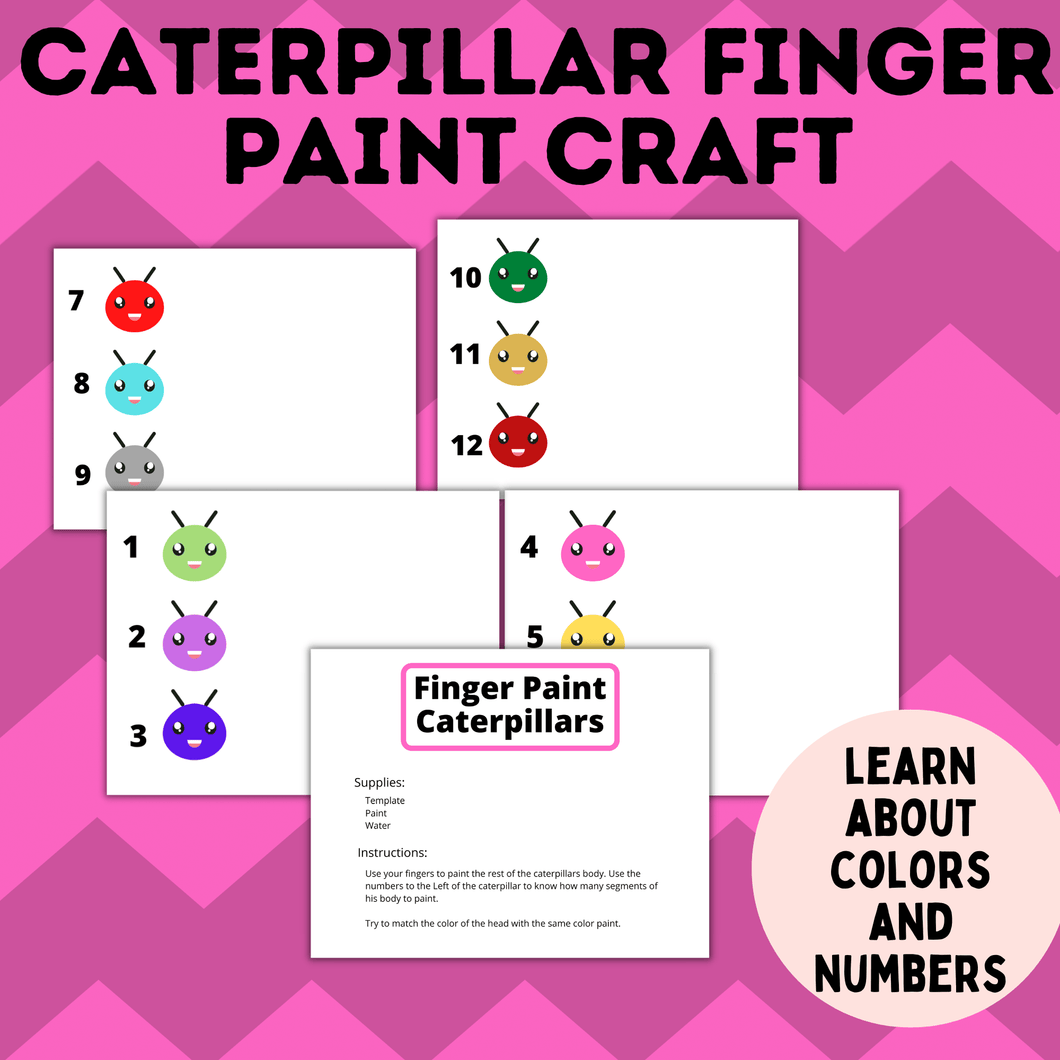 Caterpillar Finger Paint Numbers Template
