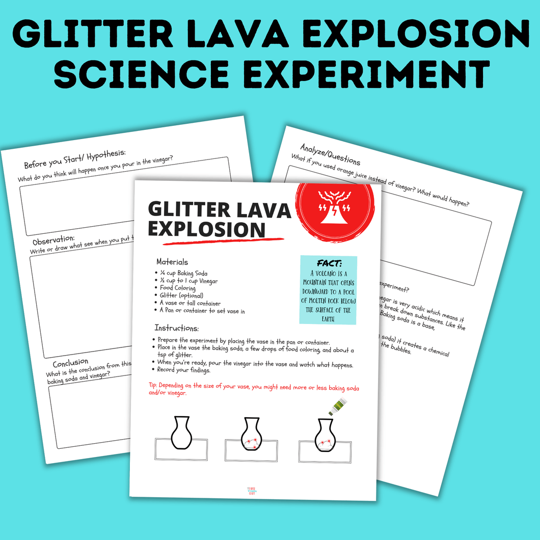 Science for Kids | Science Worksheet for Glitter Lava Explosion | Kids Science Experiment