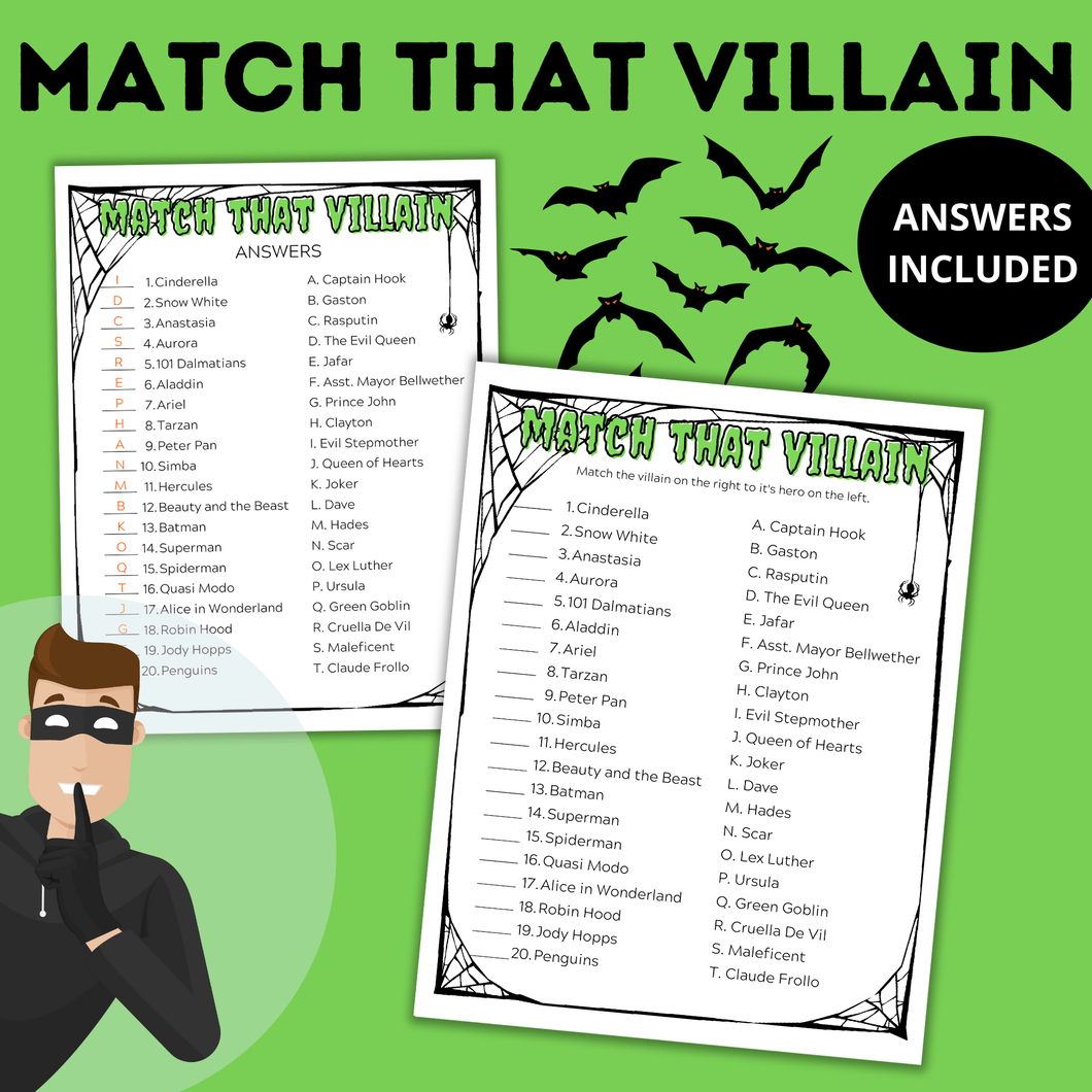 Halloween Match that Villain | Halloween Party Games