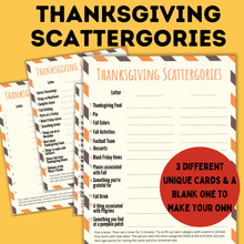 Load image into Gallery viewer, Thanksgiving Scattergories for Kids, Family and Classroom
