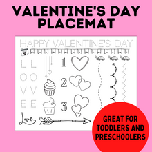 Load image into Gallery viewer, Valentine&#39;s Day Party Place mat for Toddlers and Preschoolers
