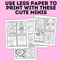 Load image into Gallery viewer, Valentine&#39;s Mini Coloring Pages for Kids
