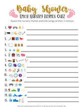 Load image into Gallery viewer, Baby Shower Emoji Nursery Rhyme Quiz
