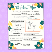 Load image into Gallery viewer, Mother&#39;s Day Questionnaire | Mother&#39;s Day Gift | Gift Ideas for Moms
