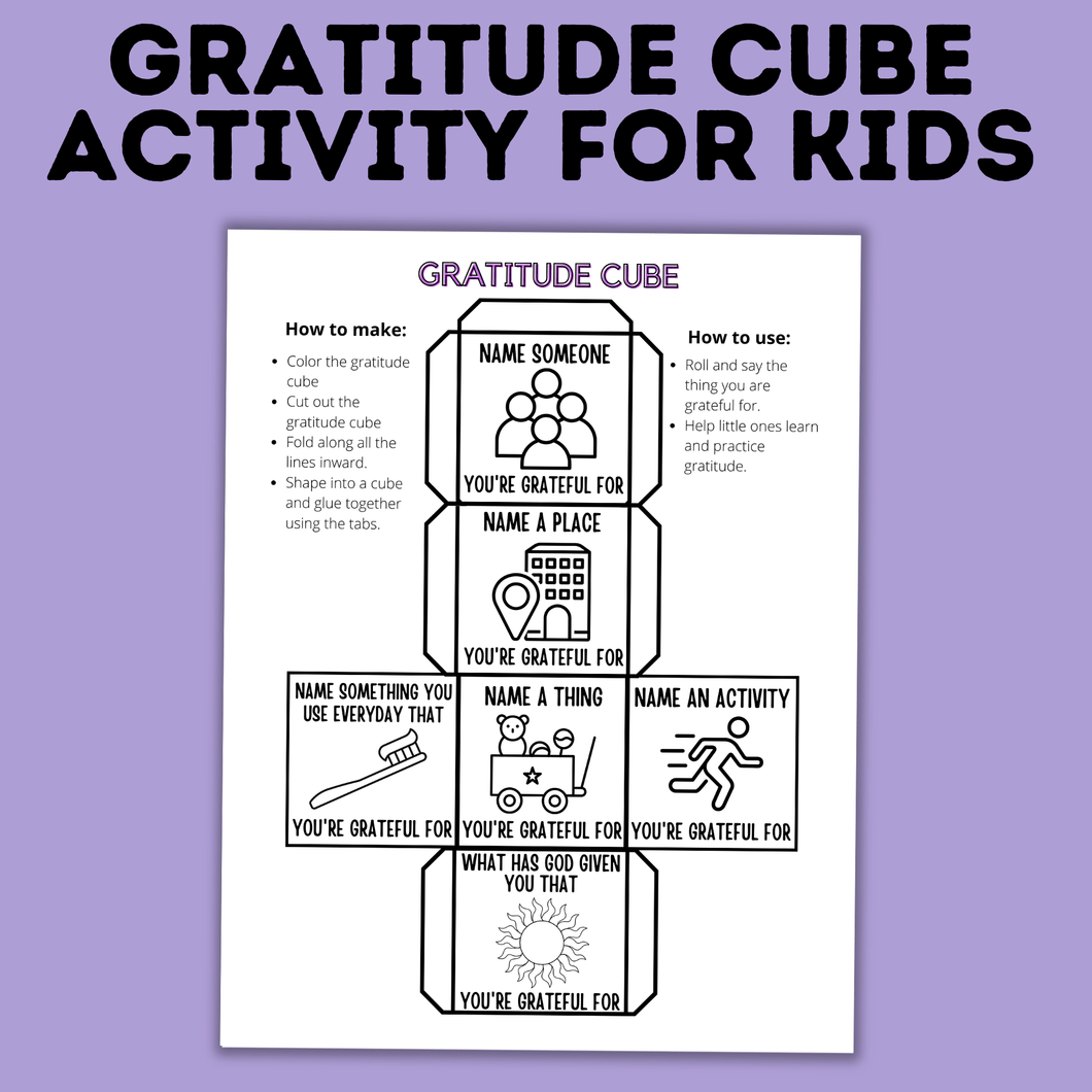 Gratitude Cube for Kids | Gratitude Activity