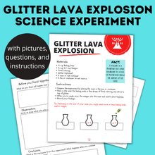 Load image into Gallery viewer, Science for Kids | Science Worksheet for Glitter Lava Explosion | Kids Science Experiment
