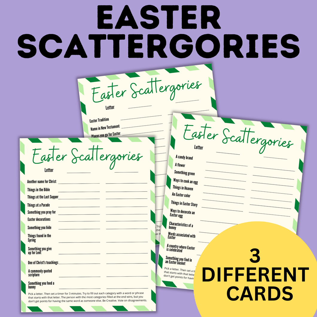 Easter Scattergories Game for Kids and Families