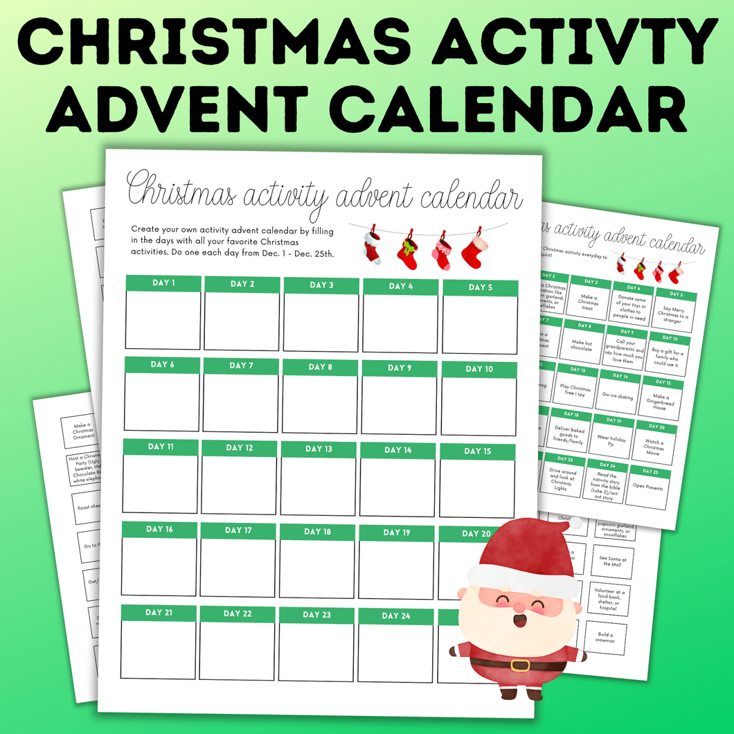 Kid's Christmas Activity Advent Calendar | Christmas Calendar | Christmas Activities and Bucket List