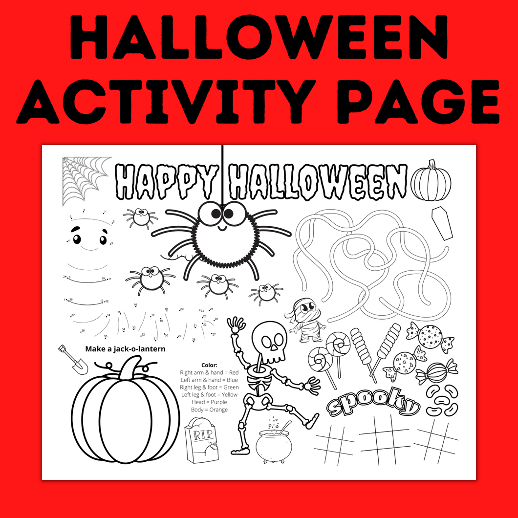 Halloween Activity Page for Toddlers and Kids