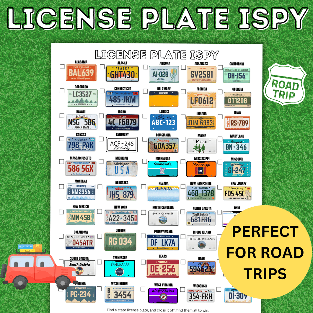 License Plate I Spy Game for Kids | Travel Games