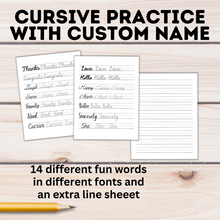 Load image into Gallery viewer, Cursive Practice with Custom Name | Practice Your Name in Cursive | Cursive Alphabet
